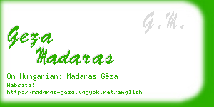 geza madaras business card
